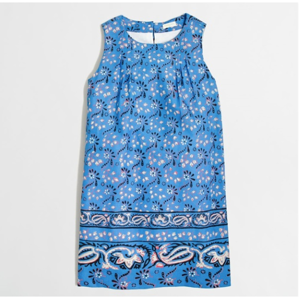 Crewcuts Girls Blue Floral Printed Bow-Back Dress Size 14 Blue Lined
